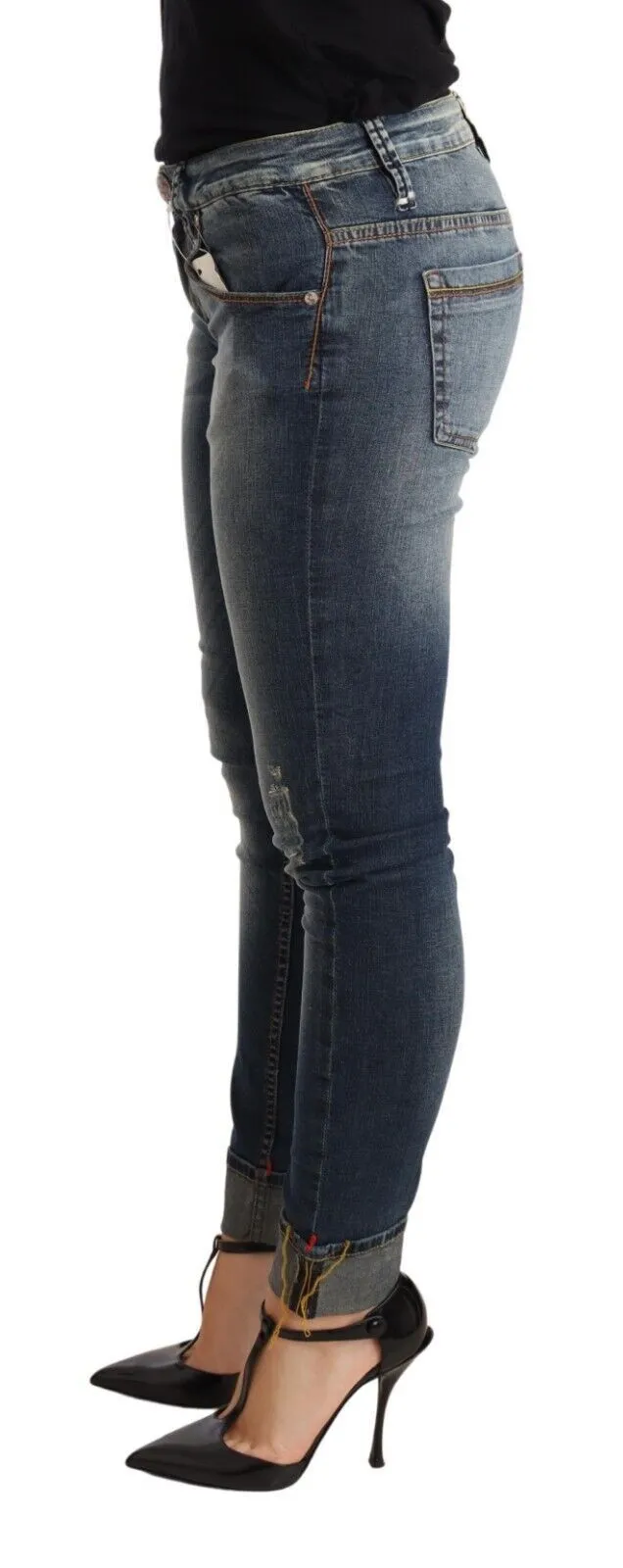 Acht  Washed Cotton Low Waist Skinny  Women Trouser Women's Jeans