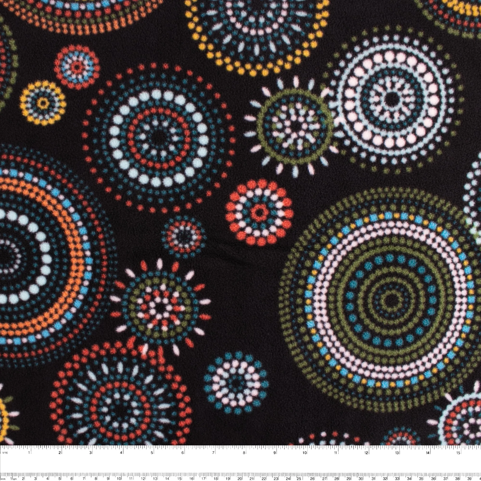 Anti-Pill Fleece Print - SLIPPY - Cercles dots - Black