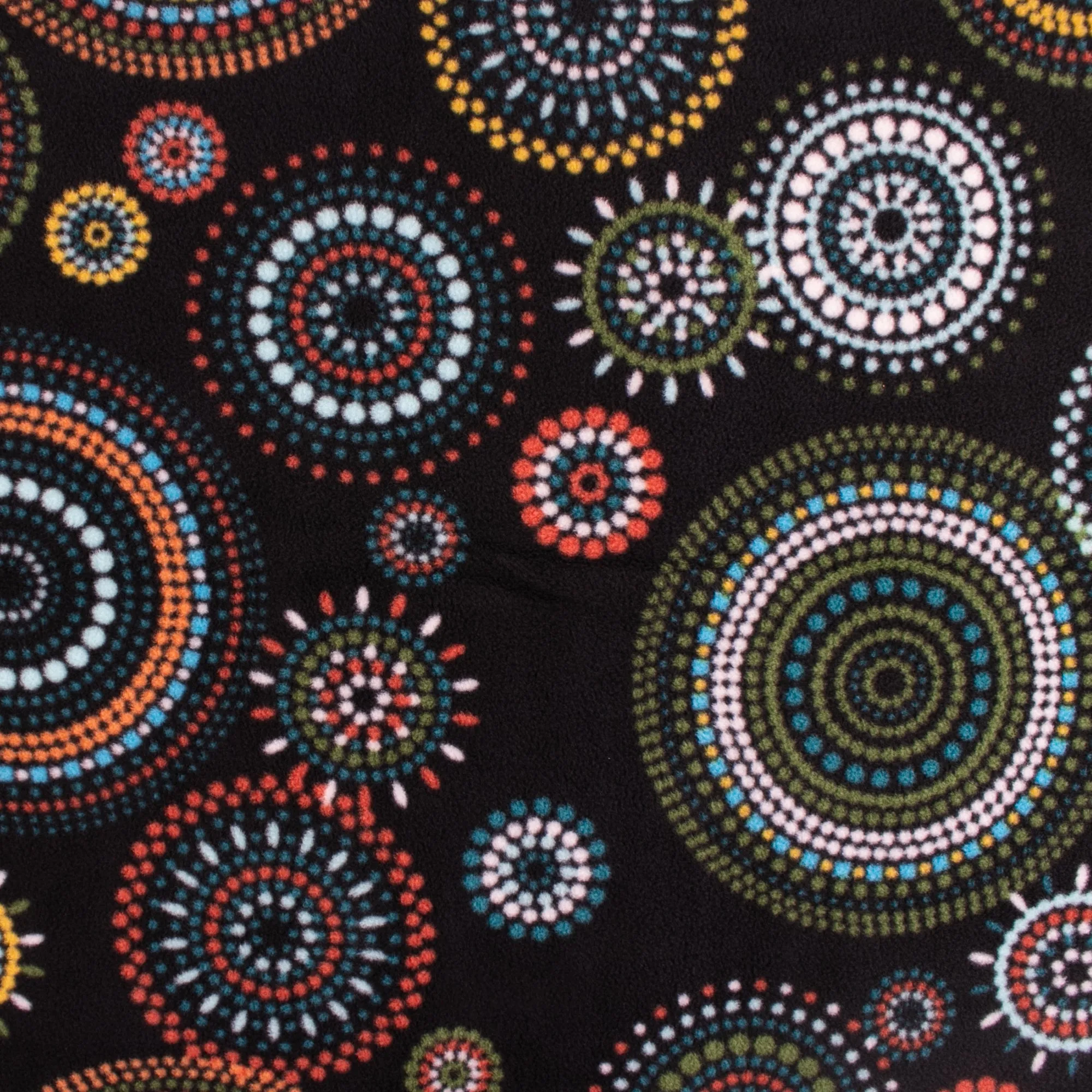Anti-Pill Fleece Print - SLIPPY - Cercles dots - Black