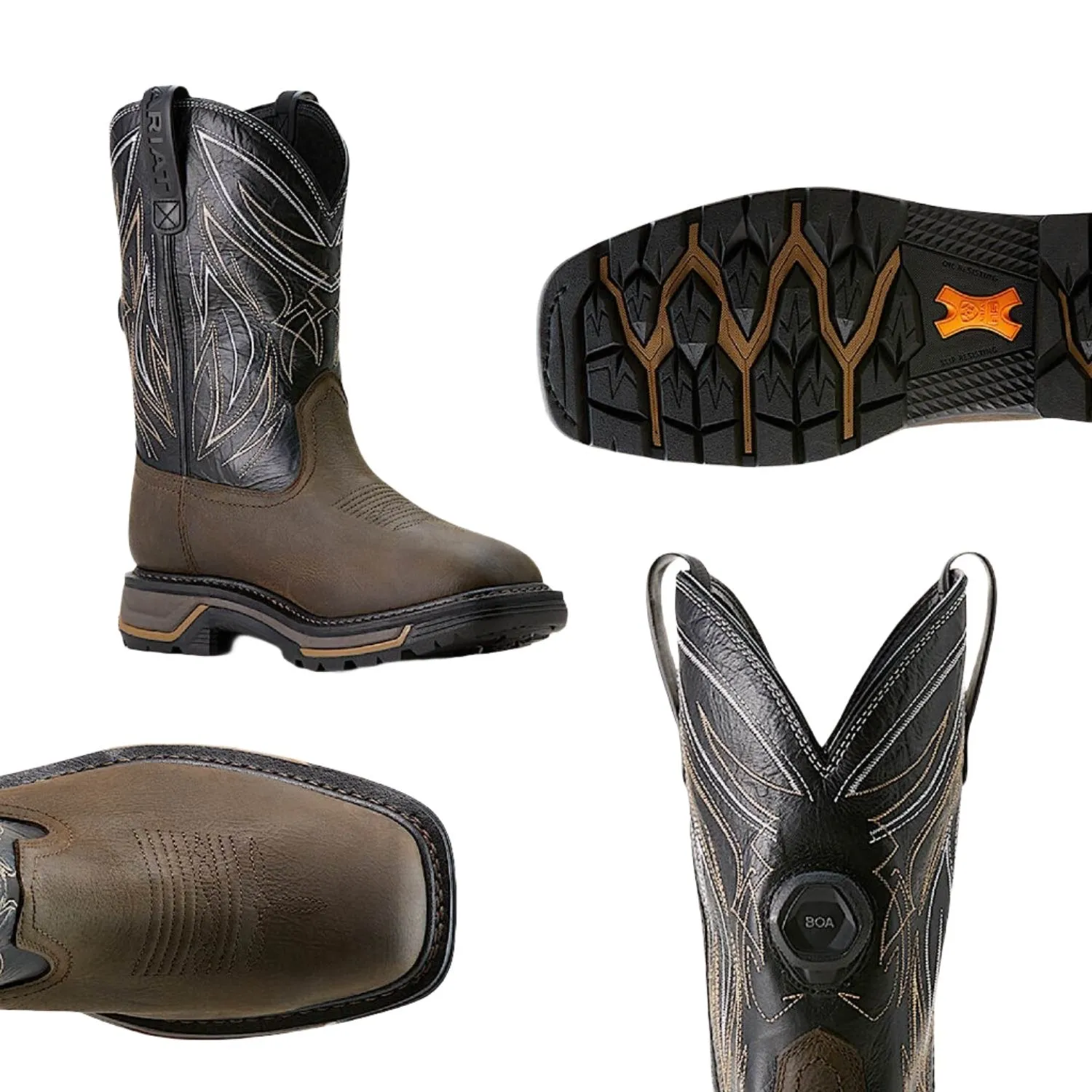 Ariat Men's H20 Big Rig Boa Work Boot - Iron Coffee/Black Ariat Shoes