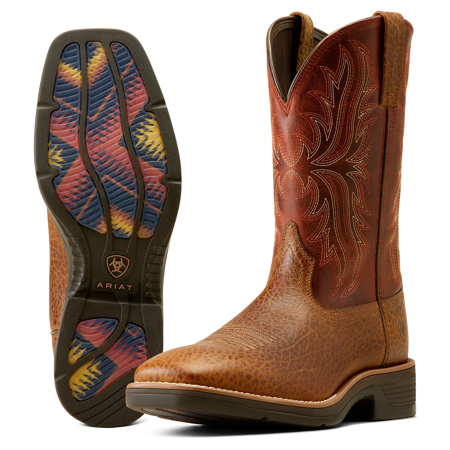 Ariat Men's Ridgeback Boot Tan Bull Emboss/Orange Rust Ariat Shoes