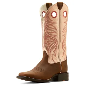 Ariat Women's Round Up Ryder Wide Square Toe Western Boot - Pink Ariat Shoes
