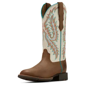 Ariat Women's Round Up W Toe Stretchfit Western Boot - Sandstorm/Distressed Ivory Ariat Shoes