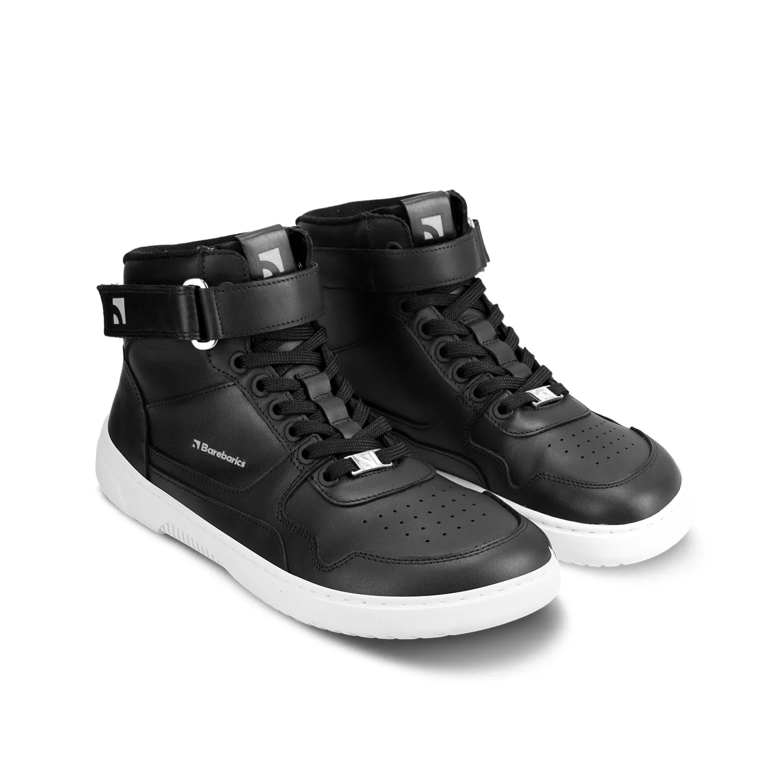 Barefoot Sneakers Barebarics Zing - High Top - Black & White - Leather Shoes_Be Lenka_Footwear