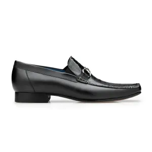 Belvedere Exotic Skin Shoes Belvedere Bruno in Black Genuine Ostrich Leg and Italian Calf Loafers
