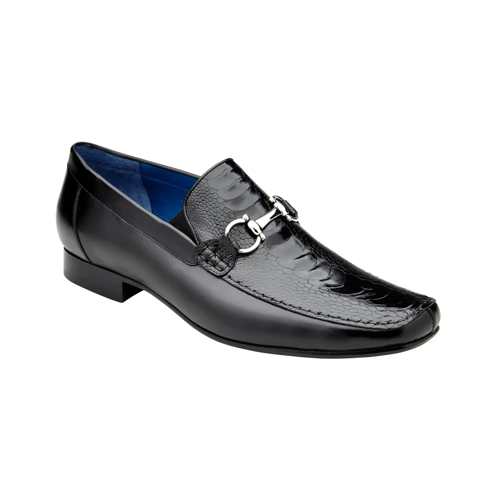 Belvedere Exotic Skin Shoes Belvedere Bruno in Black Genuine Ostrich Leg and Italian Calf Loafers