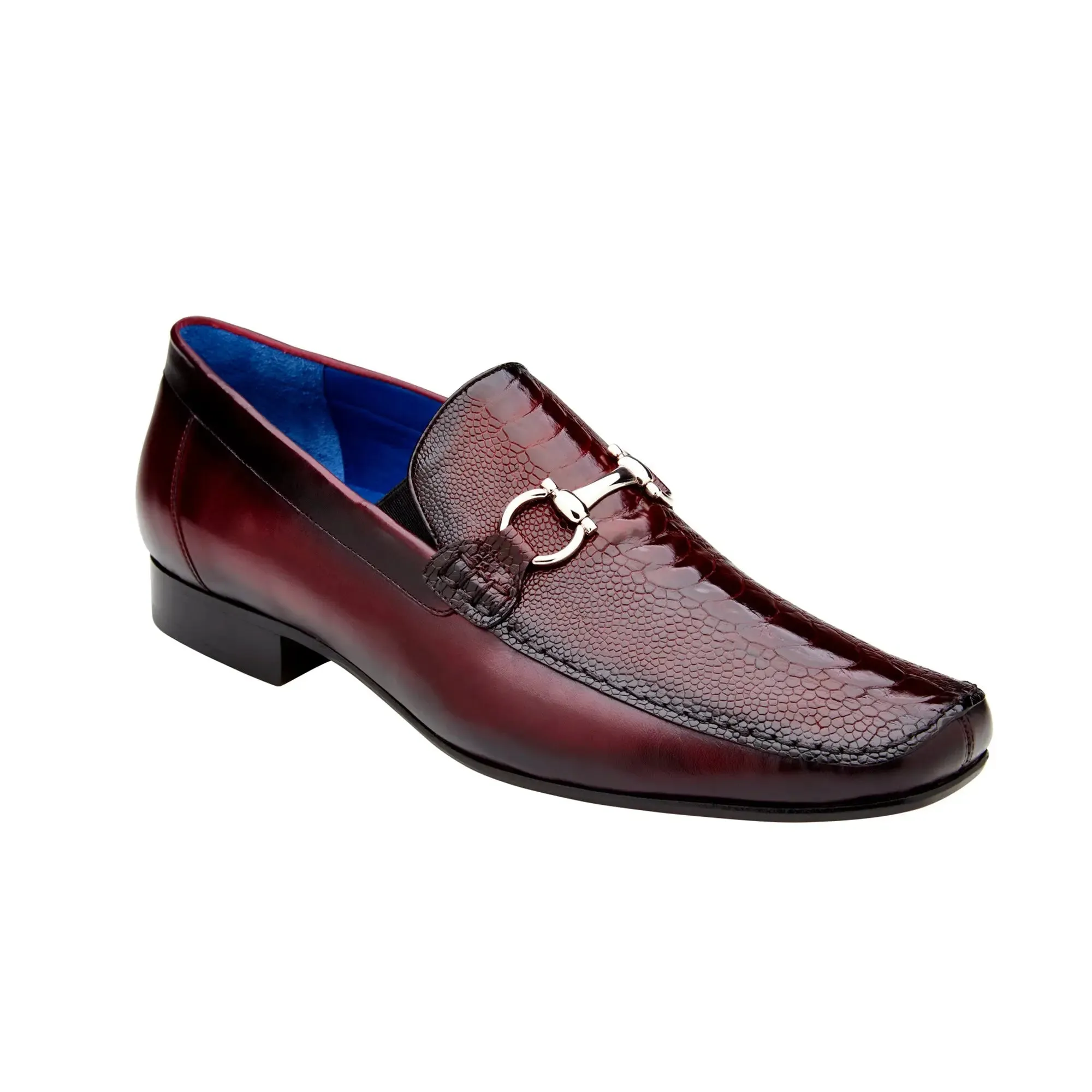 Belvedere Exotic Skin Shoes Belvedere Bruno in Dark Burgundy Genuine Ostrich Leg and Italian Calf Loafers