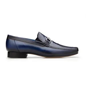Belvedere Exotic Skin Shoes Belvedere Bruno in Navy Genuine Ostrich Leg and Italian Calf Loafers
