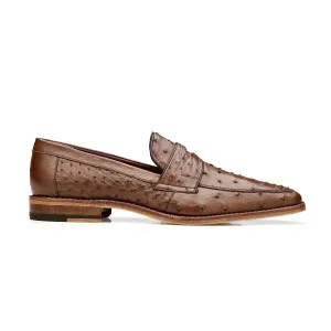 Belvedere Exotic Skin Shoes Belvedere Espada in Tabac Ostrich Quill Penny Loafers