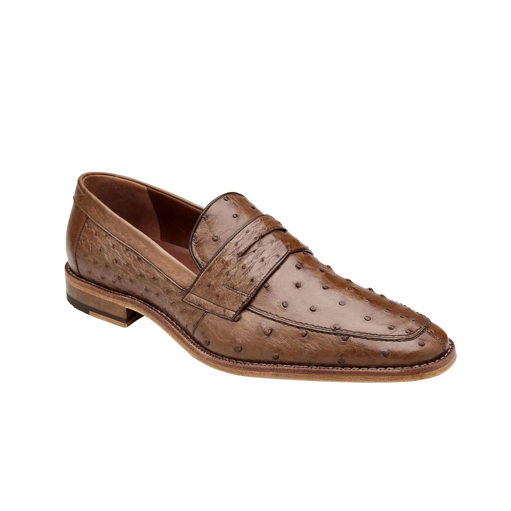 Belvedere Exotic Skin Shoes Belvedere Espada in Tabac Ostrich Quill Penny Loafers