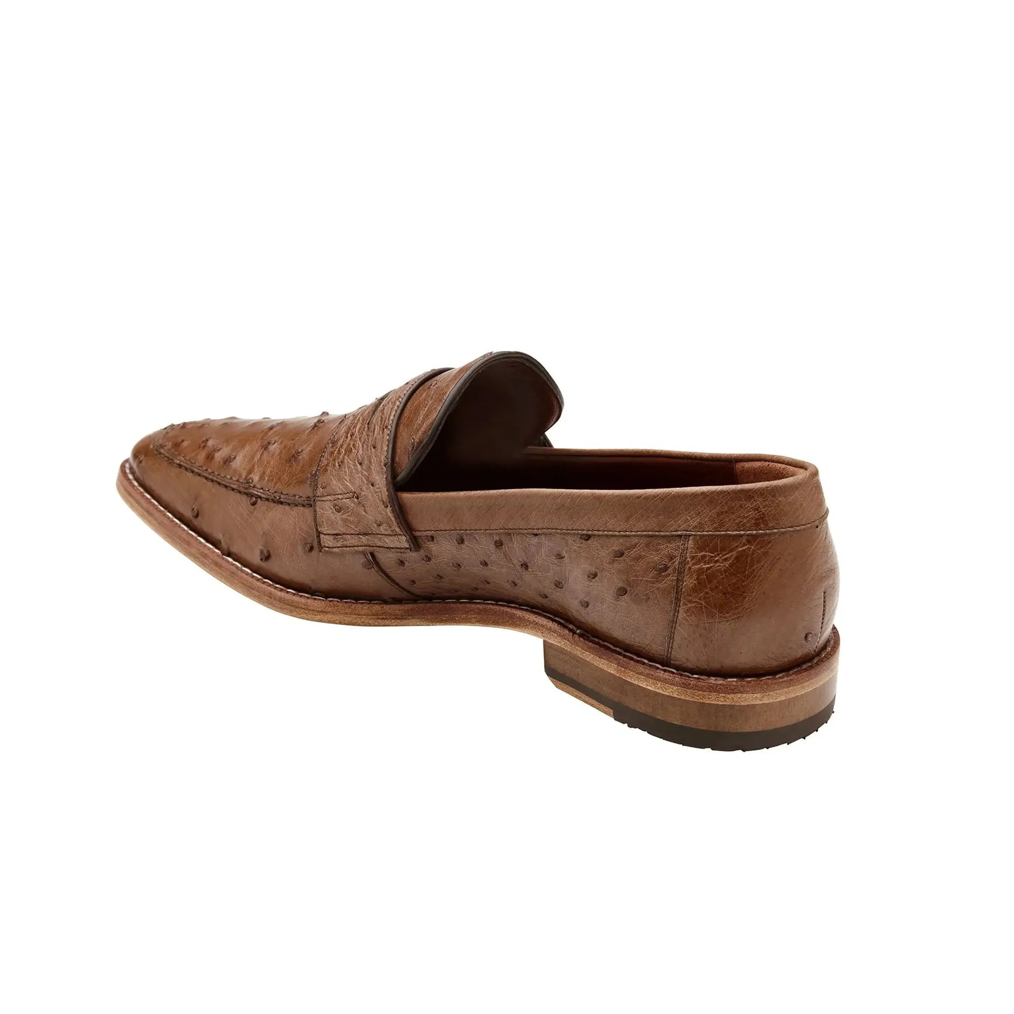 Belvedere Exotic Skin Shoes Belvedere Espada in Tabac Ostrich Quill Penny Loafers