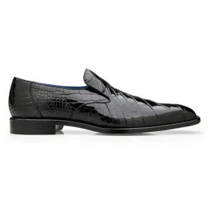 Belvedere Exotic Skin Shoes Belvedere Genova in Black Genuine American Alligator Loafers