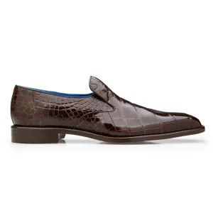 Belvedere Exotic Skin Shoes Belvedere Genova in Chocolate Brown Genuine American Alligator Loafers