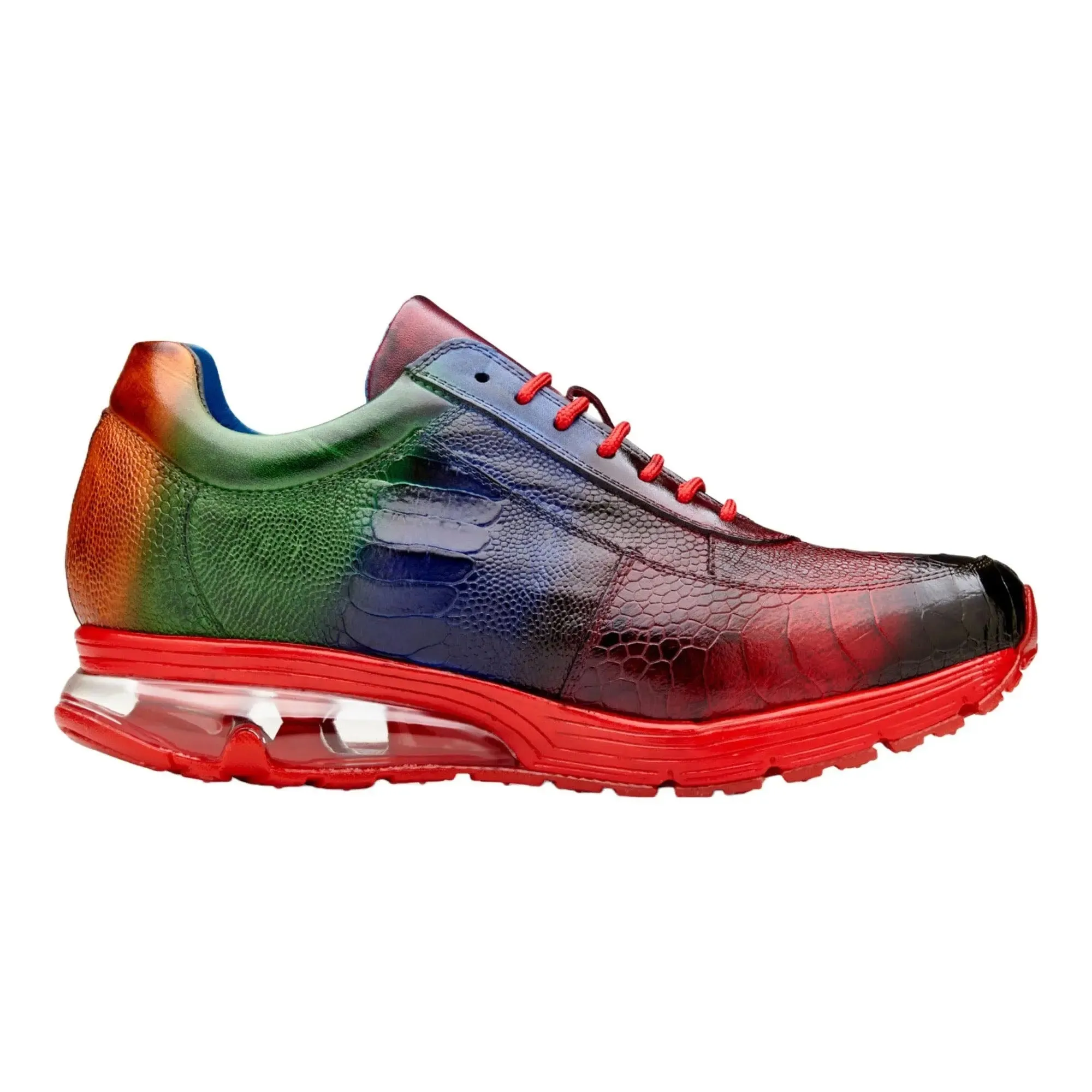 Belvedere Exotic Skin Shoes Belvedere George in Multicolor Genuine Ostrich Hand-painted Sneakers