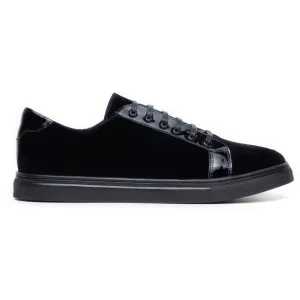 Belvedere Exotic Skin Shoes Belvedere Teo in Black Velvet & Patent Leather Sneakers