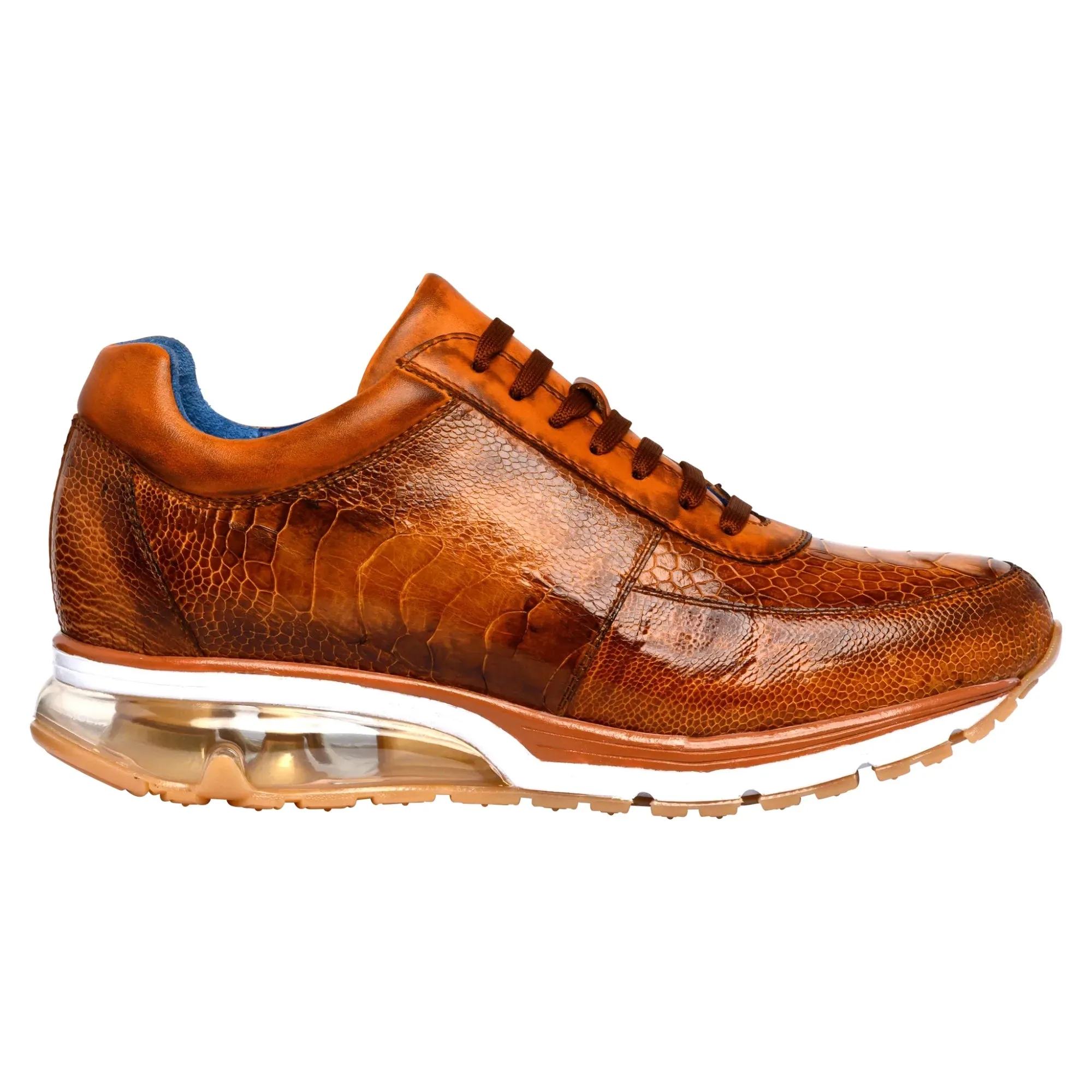 Belvedere Exotic Skin Shoes Belvedere Todd in Antique Brandy Genuine Ostrich Sneakers