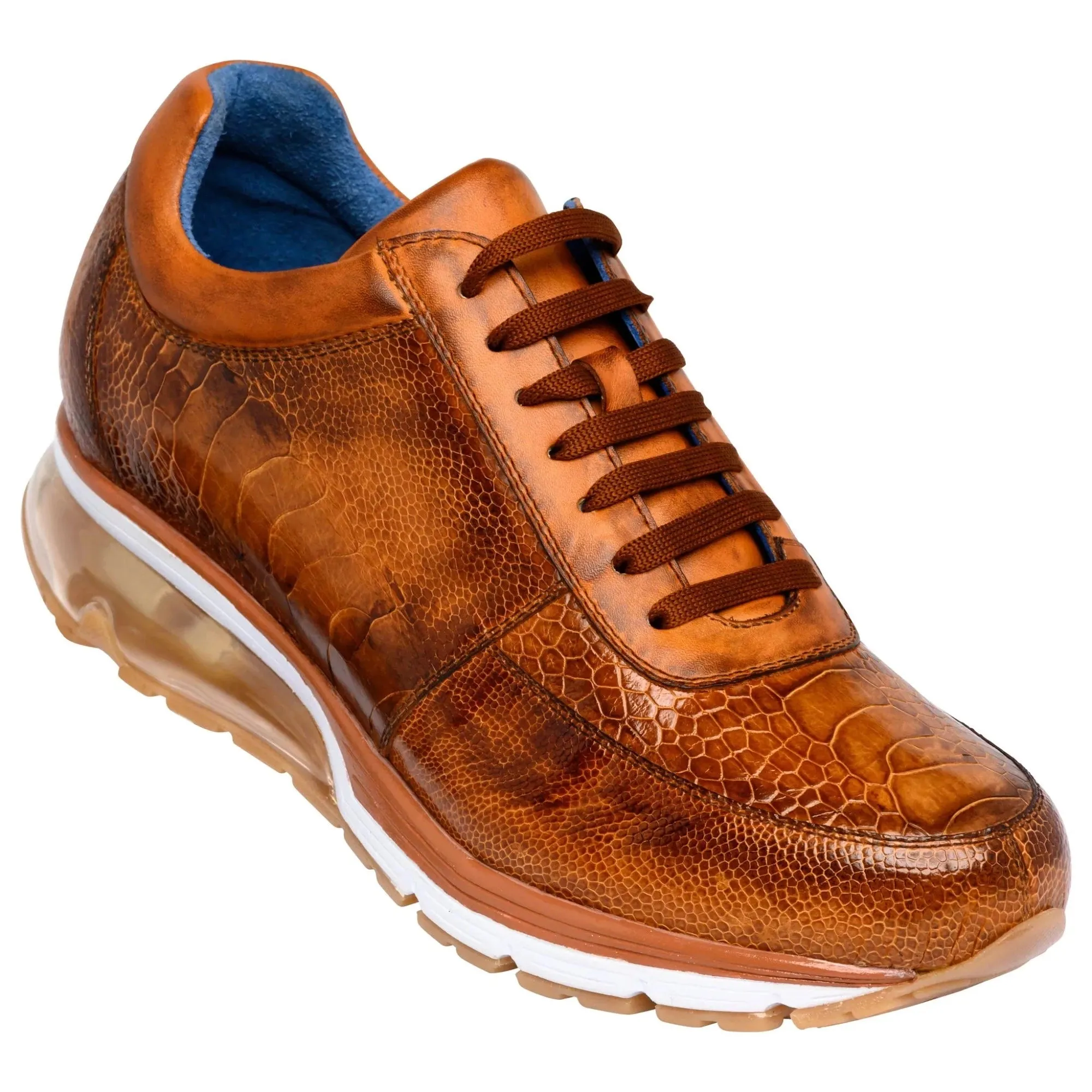Belvedere Exotic Skin Shoes Belvedere Todd in Antique Brandy Genuine Ostrich Sneakers