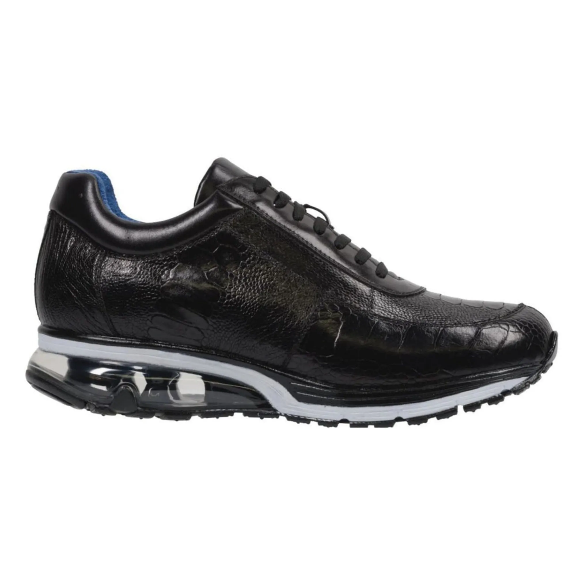 Belvedere Exotic Skin Shoes Belvedere Todd in Black Genuine Ostrich Sneakers