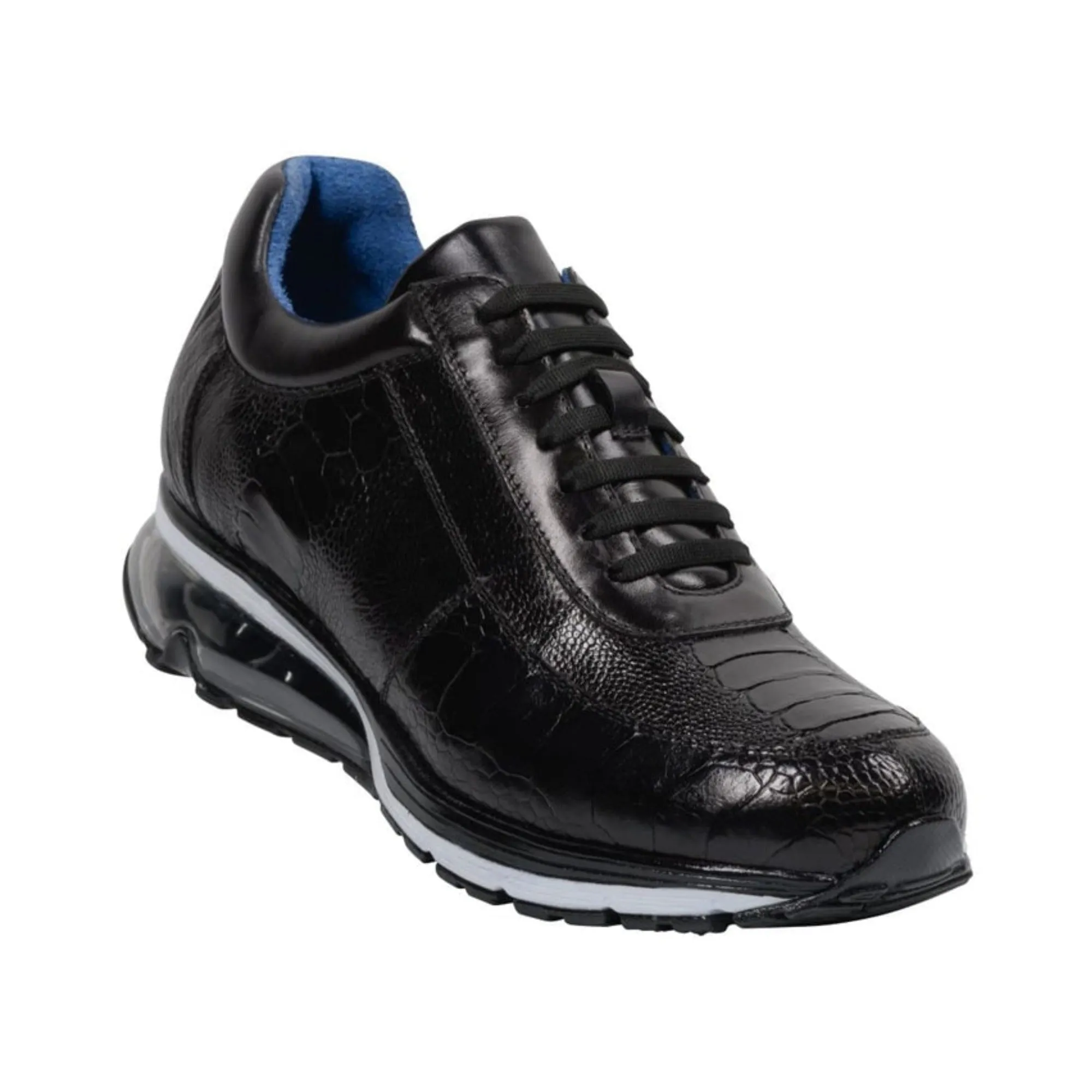 Belvedere Exotic Skin Shoes Belvedere Todd in Black Genuine Ostrich Sneakers