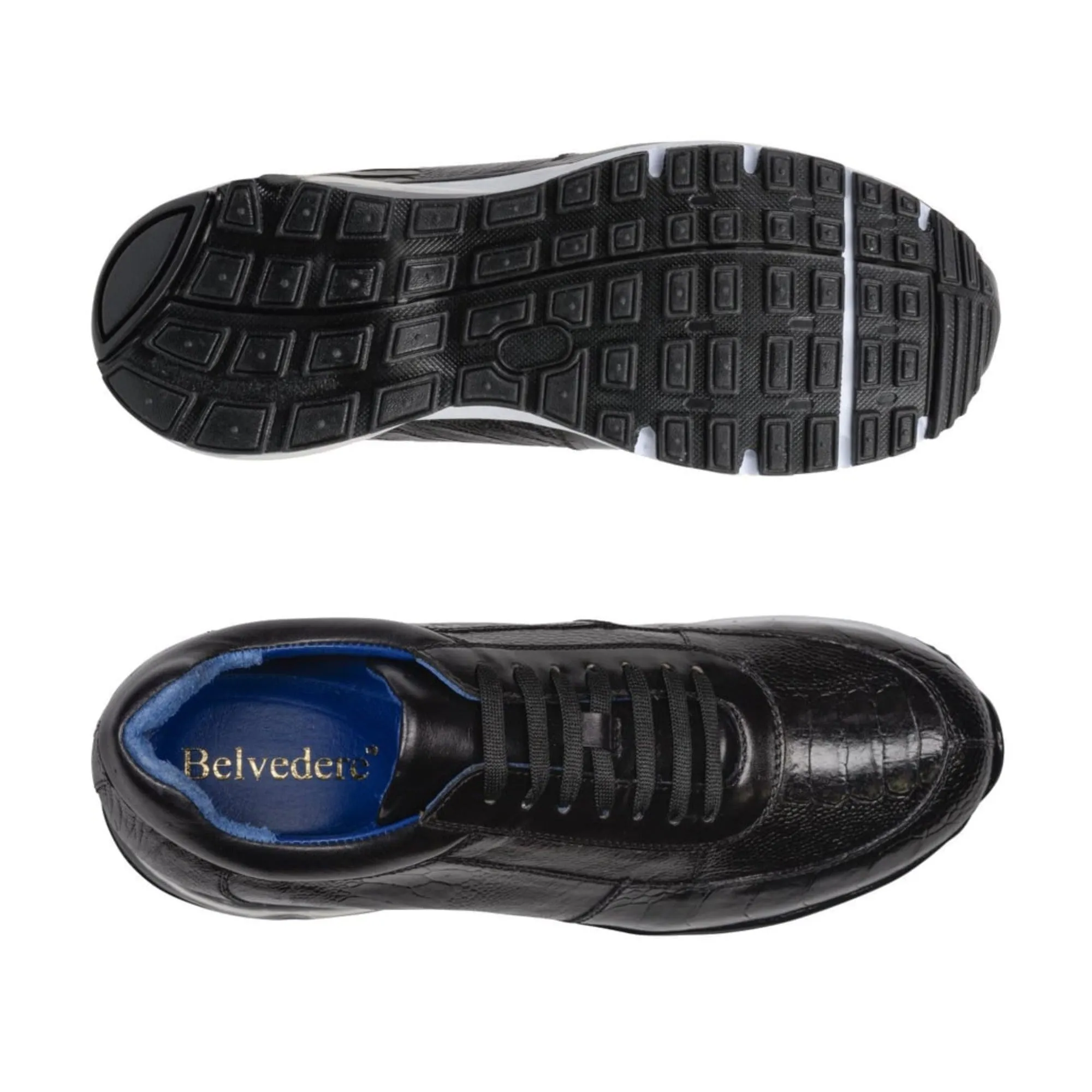 Belvedere Exotic Skin Shoes Belvedere Todd in Black Genuine Ostrich Sneakers