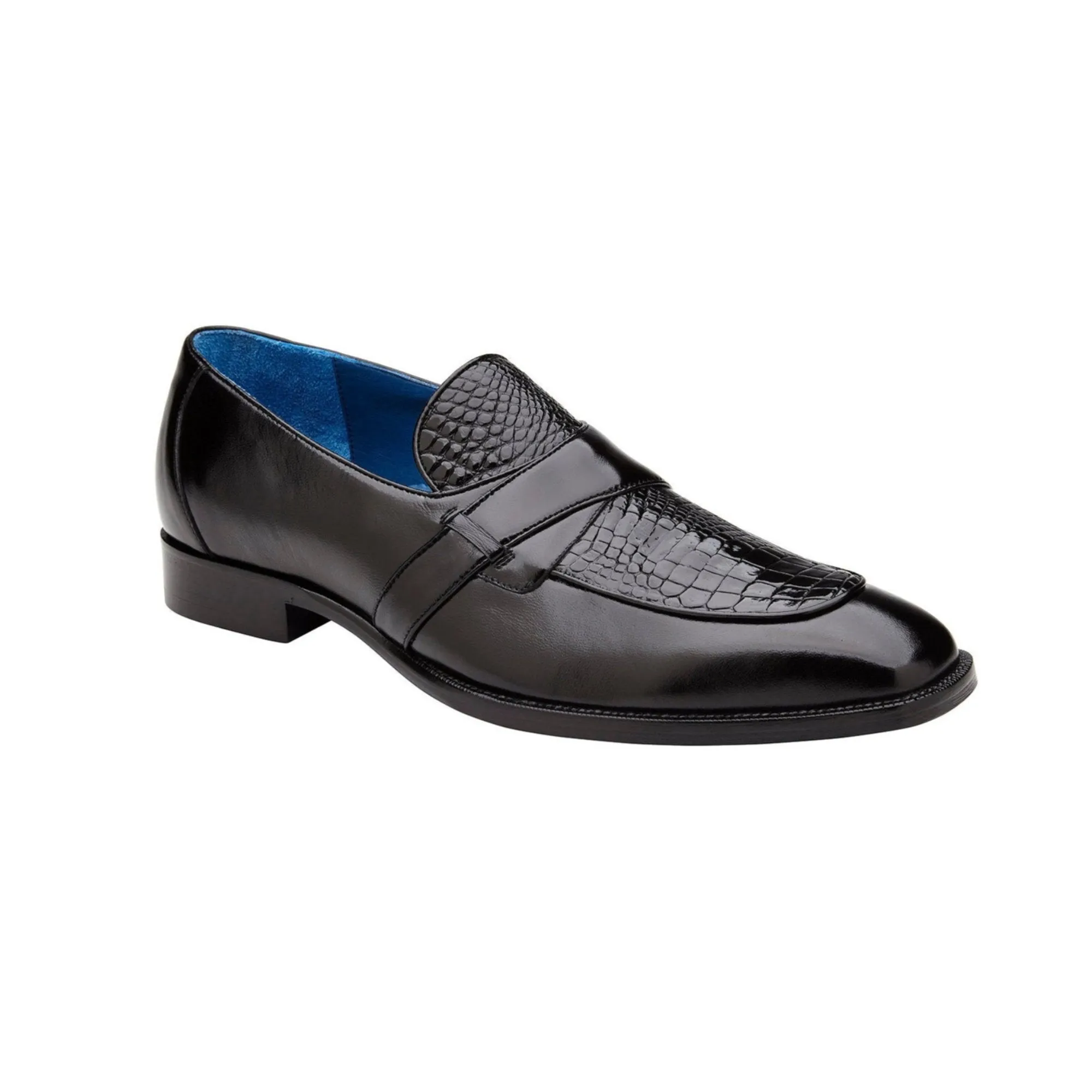 Belvedere Exotic Skin Shoes Belvedere Tornado in Black American Alligator and Italian Calf Leather Loafers
