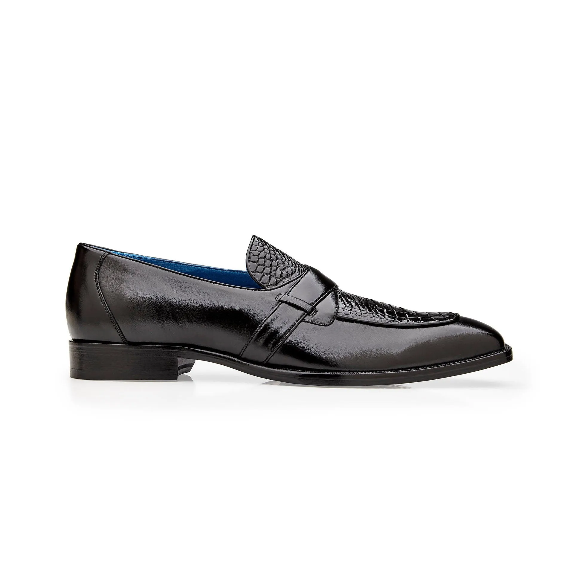 Belvedere Exotic Skin Shoes Belvedere Tornado in Black American Alligator and Italian Calf Leather Loafers