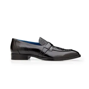 Belvedere Exotic Skin Shoes Belvedere Tornado in Black American Alligator and Italian Calf Leather Loafers