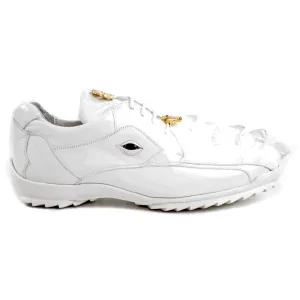 Belvedere Exotic Skin Shoes Belvedere Vasco in White Genuine Hornback Crocodile & Soft Calf Sneakers