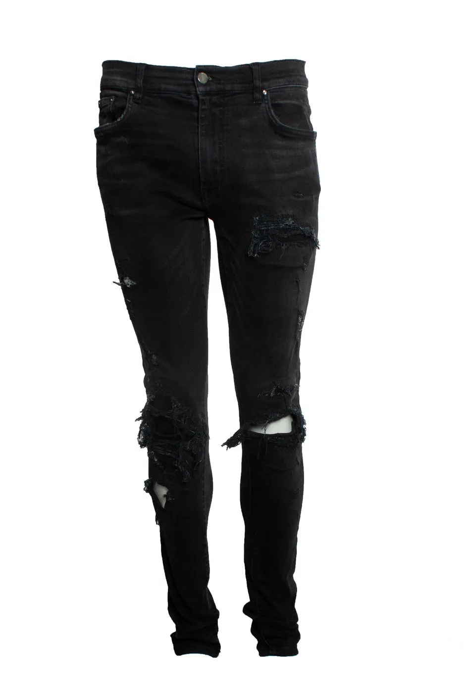 black distressed jeans