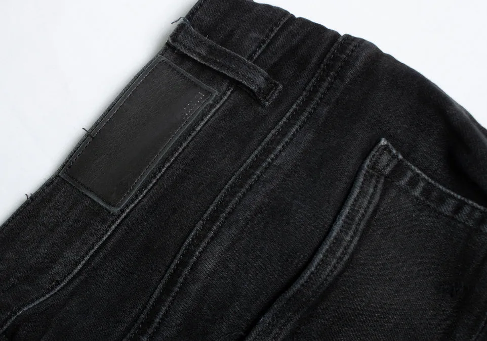 black distressed jeans