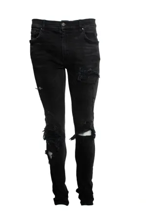 black distressed jeans