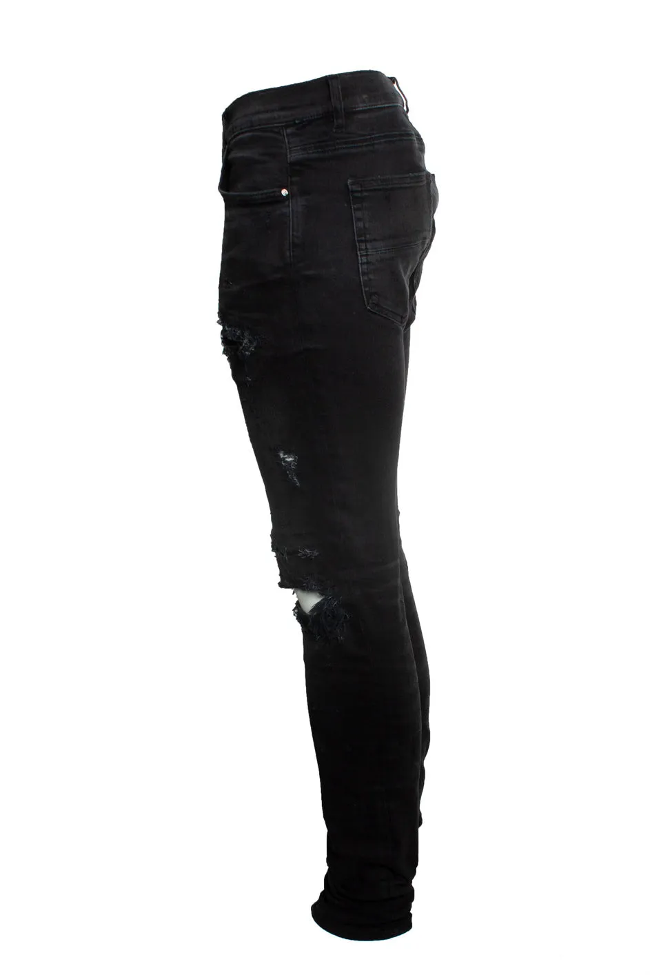 black distressed jeans