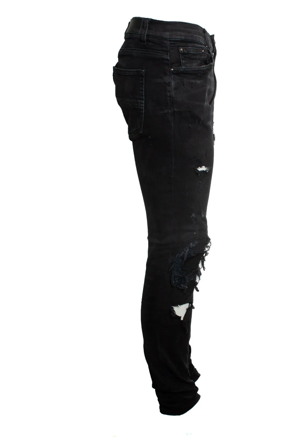 black distressed jeans