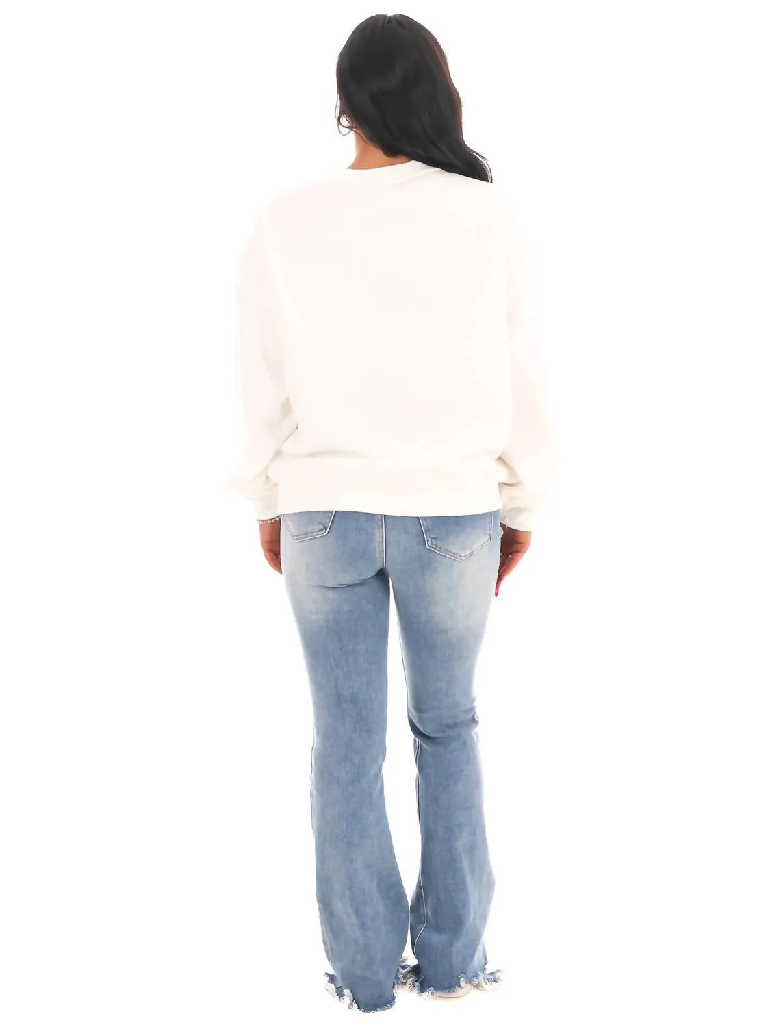 Bow-Tiful Embroidered Oversized Sweatshirt In White