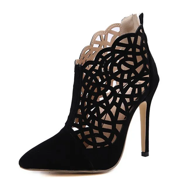 brand design thin high heels hollow pointed toe sexy party boots summer boots woman shoes sexy shoes women ankle boots Fashion Nova Shoes
