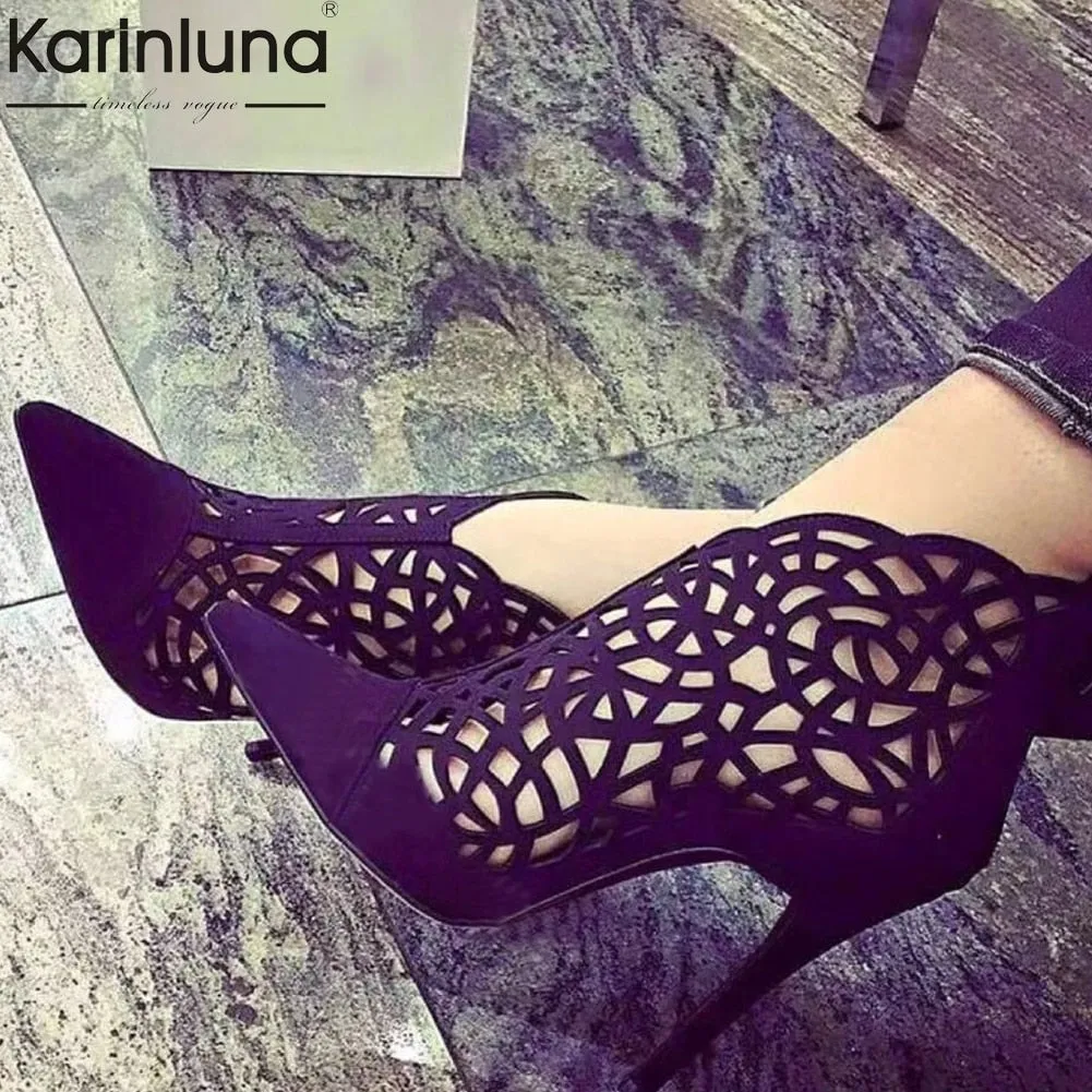brand design thin high heels hollow pointed toe sexy party boots summer boots woman shoes sexy shoes women ankle boots Fashion Nova Shoes