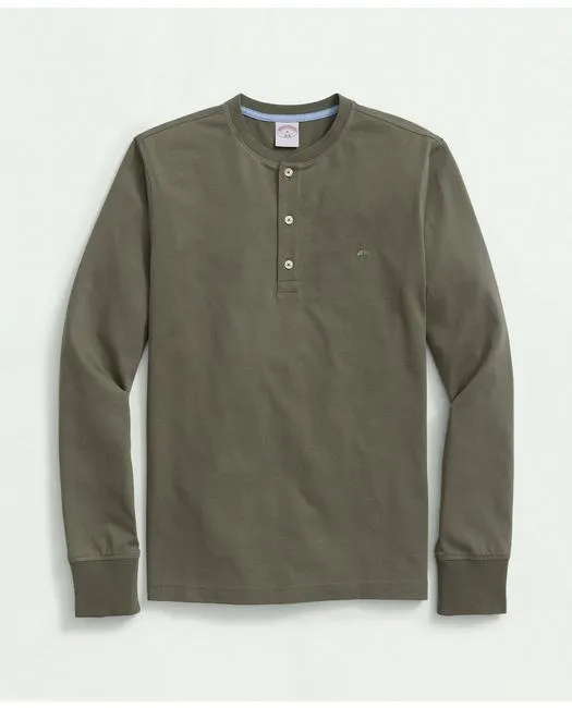 Brooks Brothers Men's Cotton Henley Long-Sleeve T-Shirt Olive Brooks Brothers