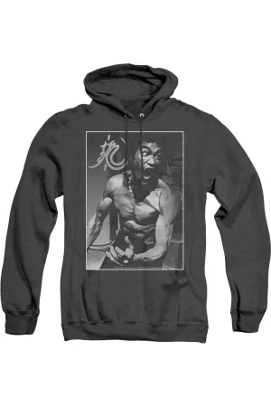Bruce Lee Focused Rage Adult Heather Hoodie