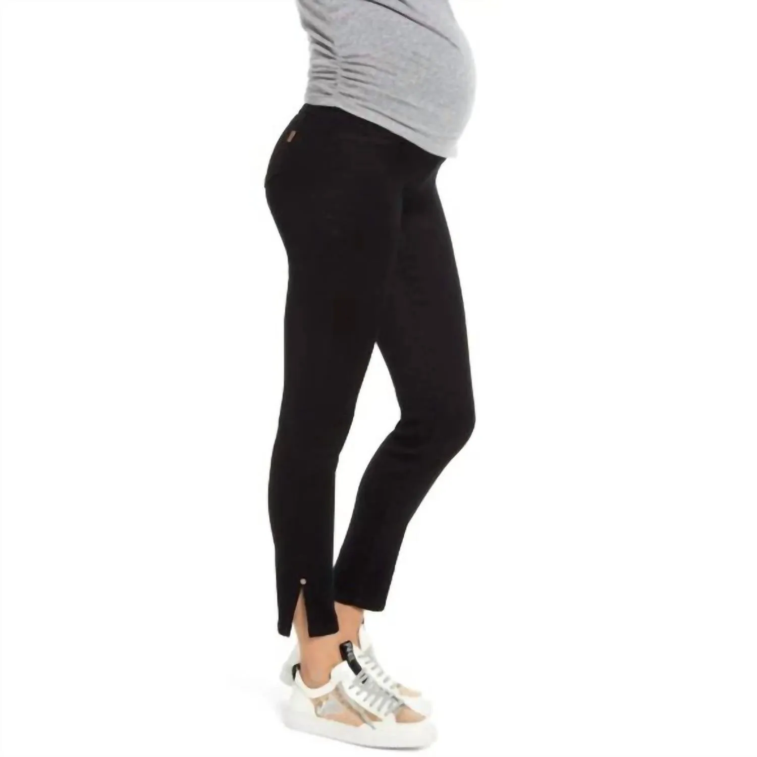 Butter Ankle Slit Maternity Jeans In Black