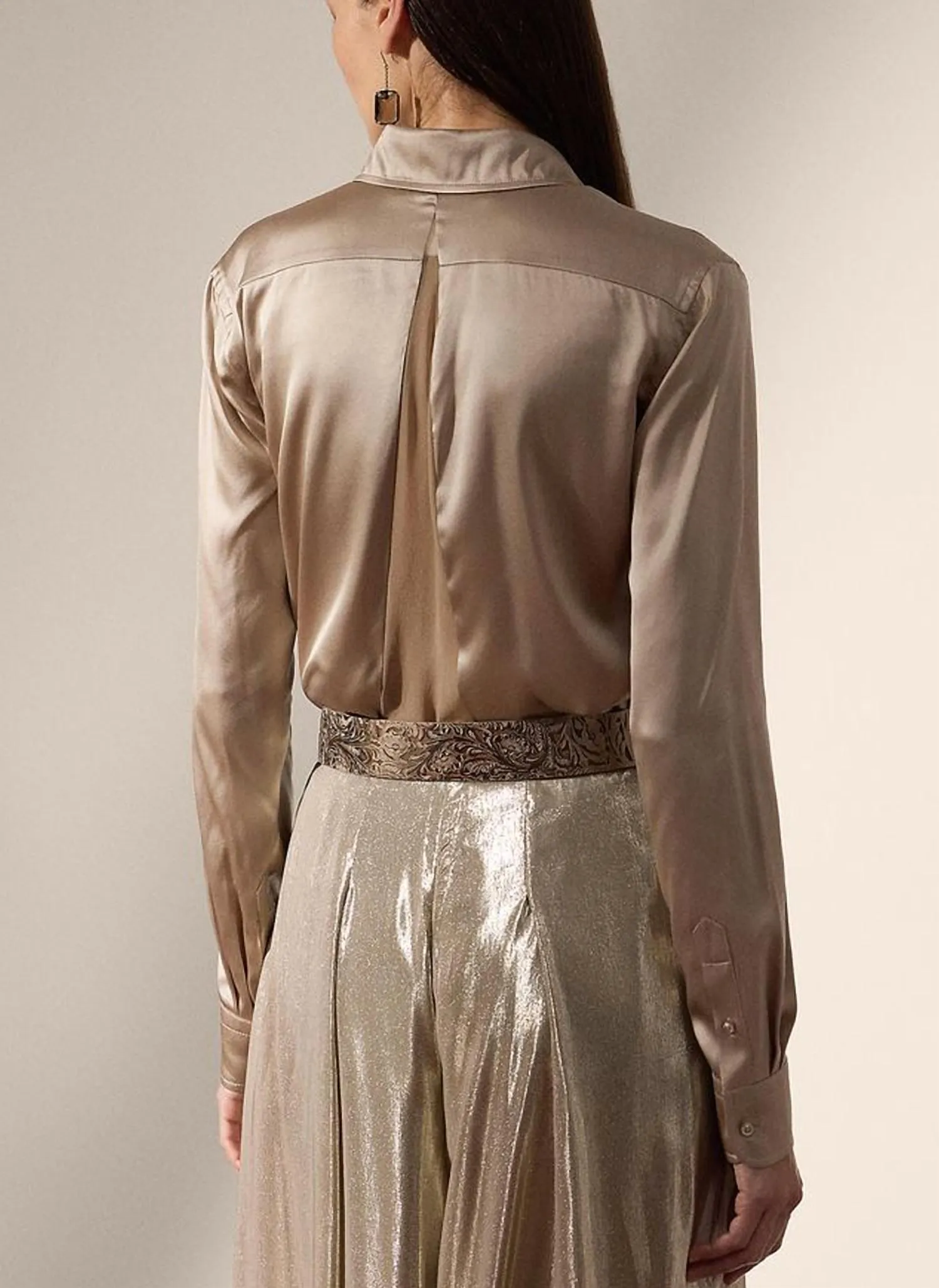 Cameron Straight Fit Mulberry Silk Shirt In Mineral