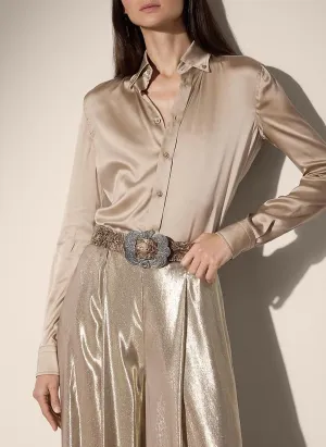 Cameron Straight Fit Mulberry Silk Shirt In Mineral