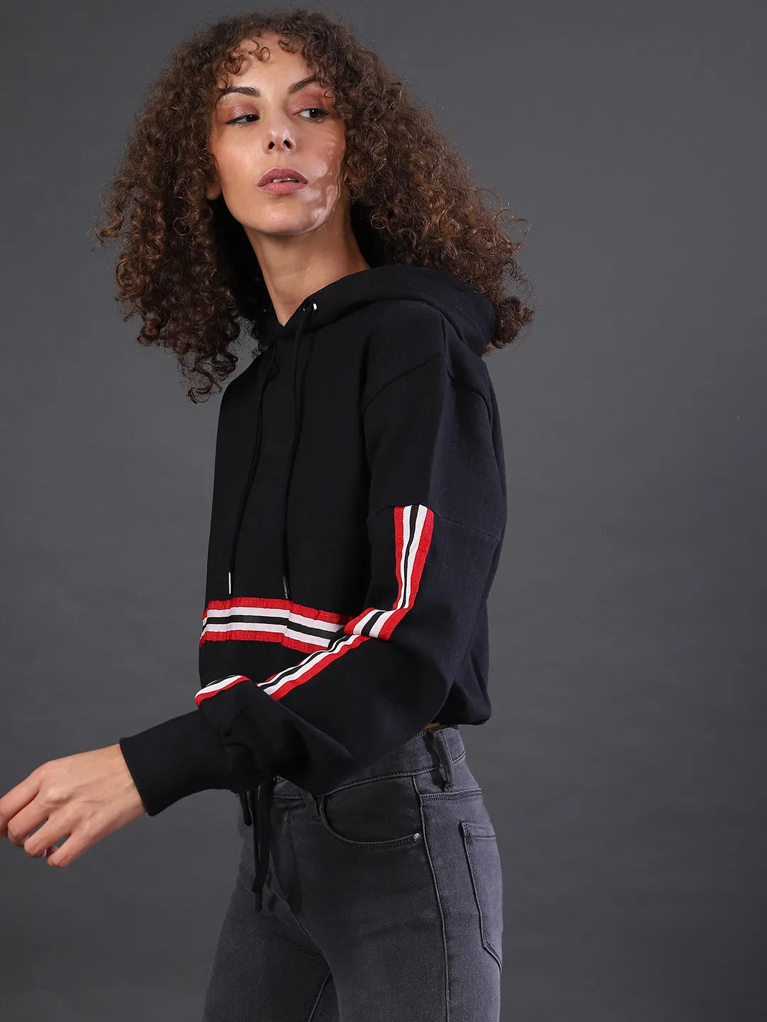 Campus Sutra Women Striped Stylish Casual Sweatshirts