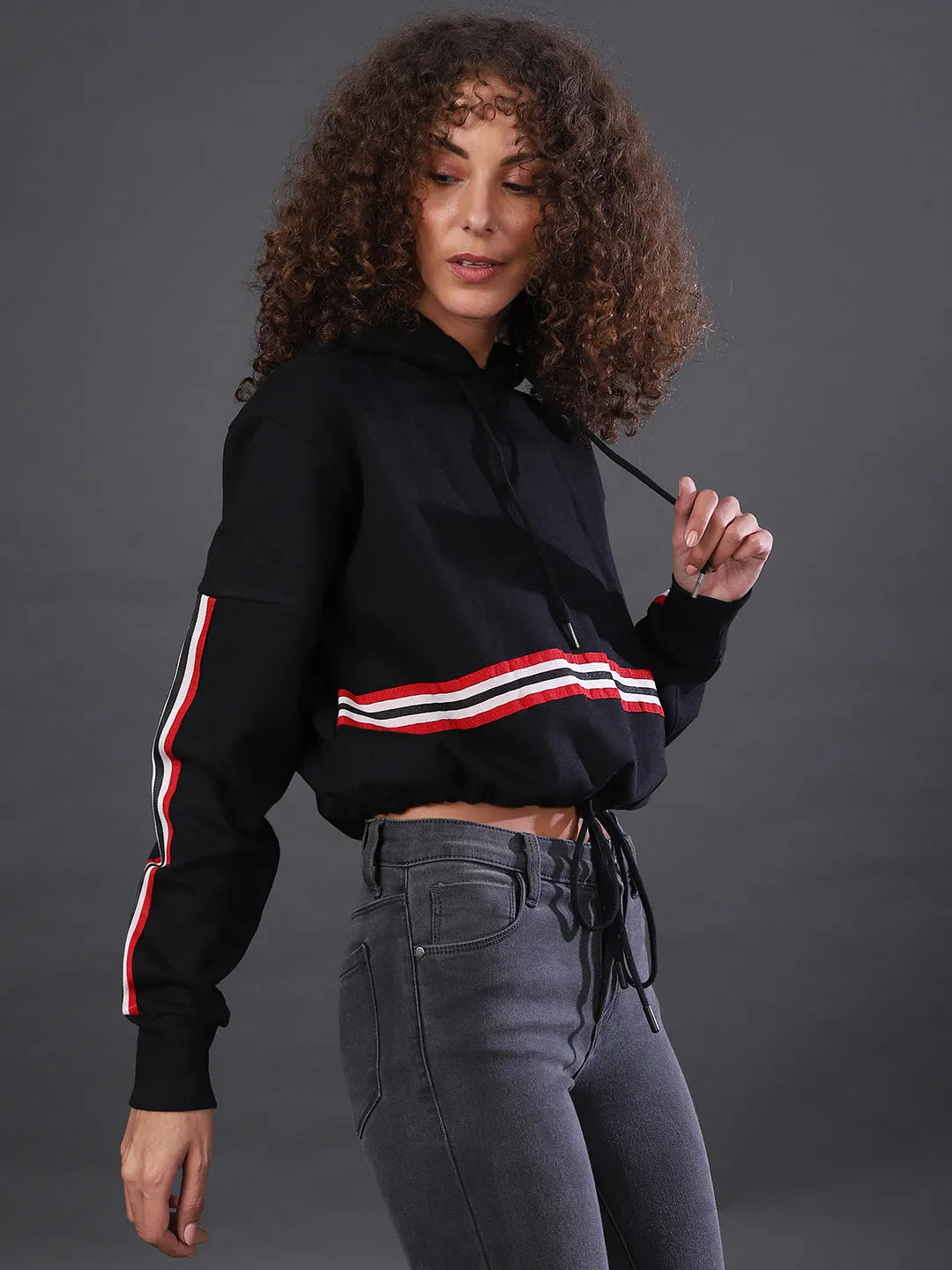 Campus Sutra Women Striped Stylish Casual Sweatshirts