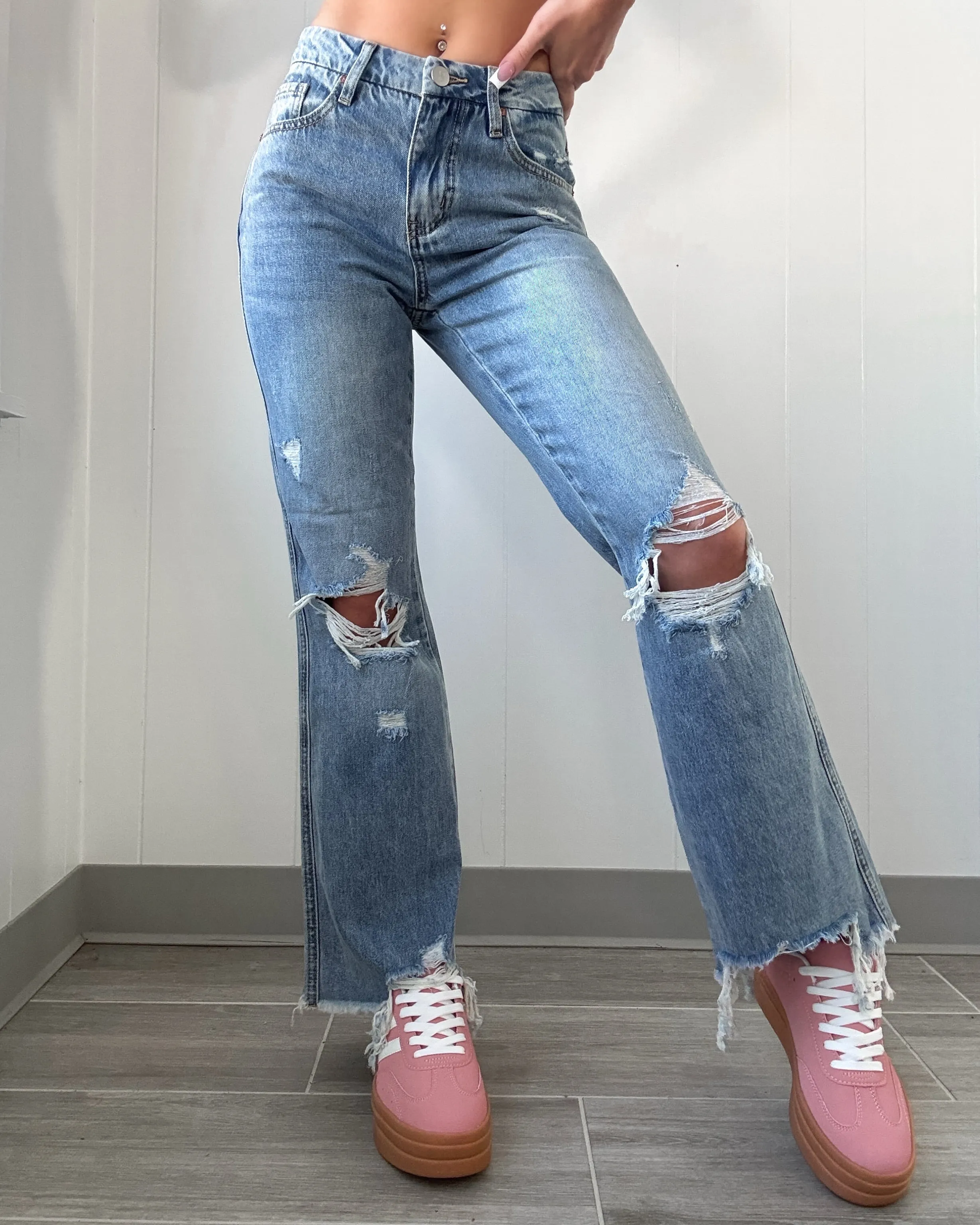 Carrie Mid Rise Crop Flare Jeans - Light Wash