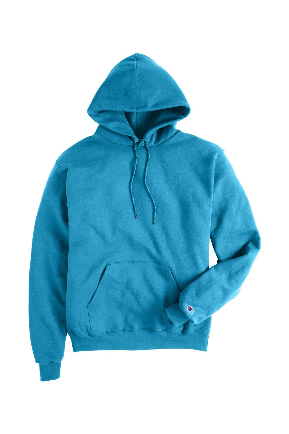 Champion Mens Double Dry Eco Moisture Wicking Fleece Hooded Sweatshirt Hoodie w/ Pouch Pocket - Lagoon Blue