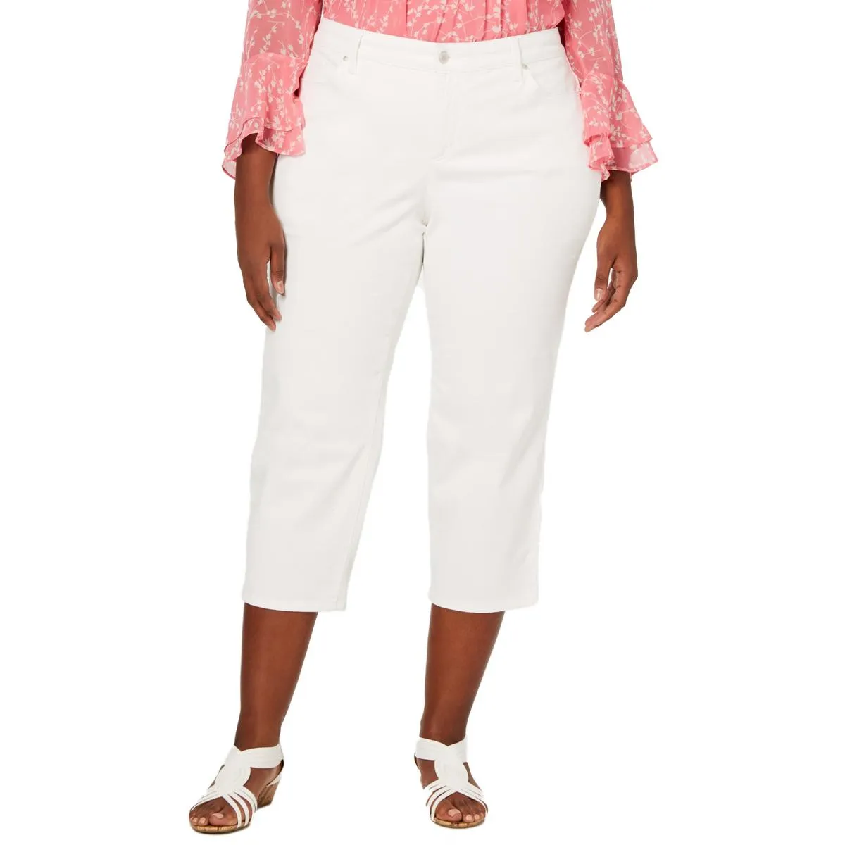 Charter Club Womens Plus Bristol Natural Waist Slimming Fit Cropped Jeans