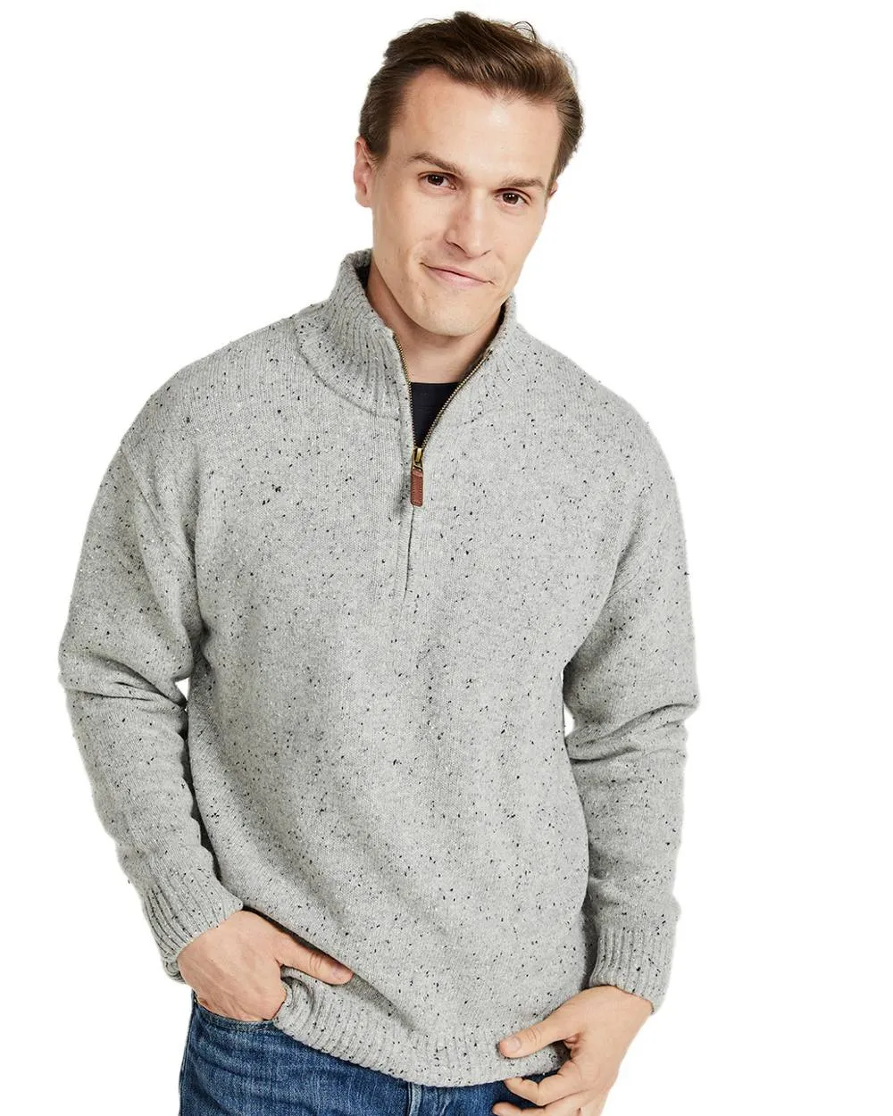 Clothing Aran Woollen Mills Aran Wool Zip Neck Sweater