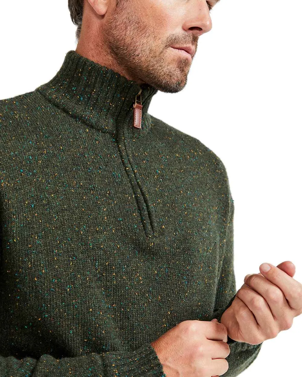 Clothing Aran Woollen Mills Aran Wool Zip Neck Sweater