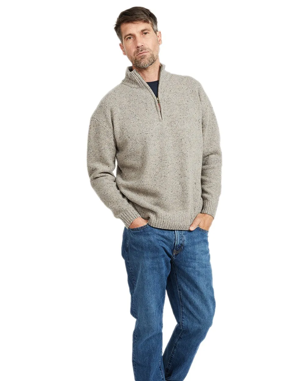 Clothing Aran Woollen Mills Aran Wool Zip Neck Sweater