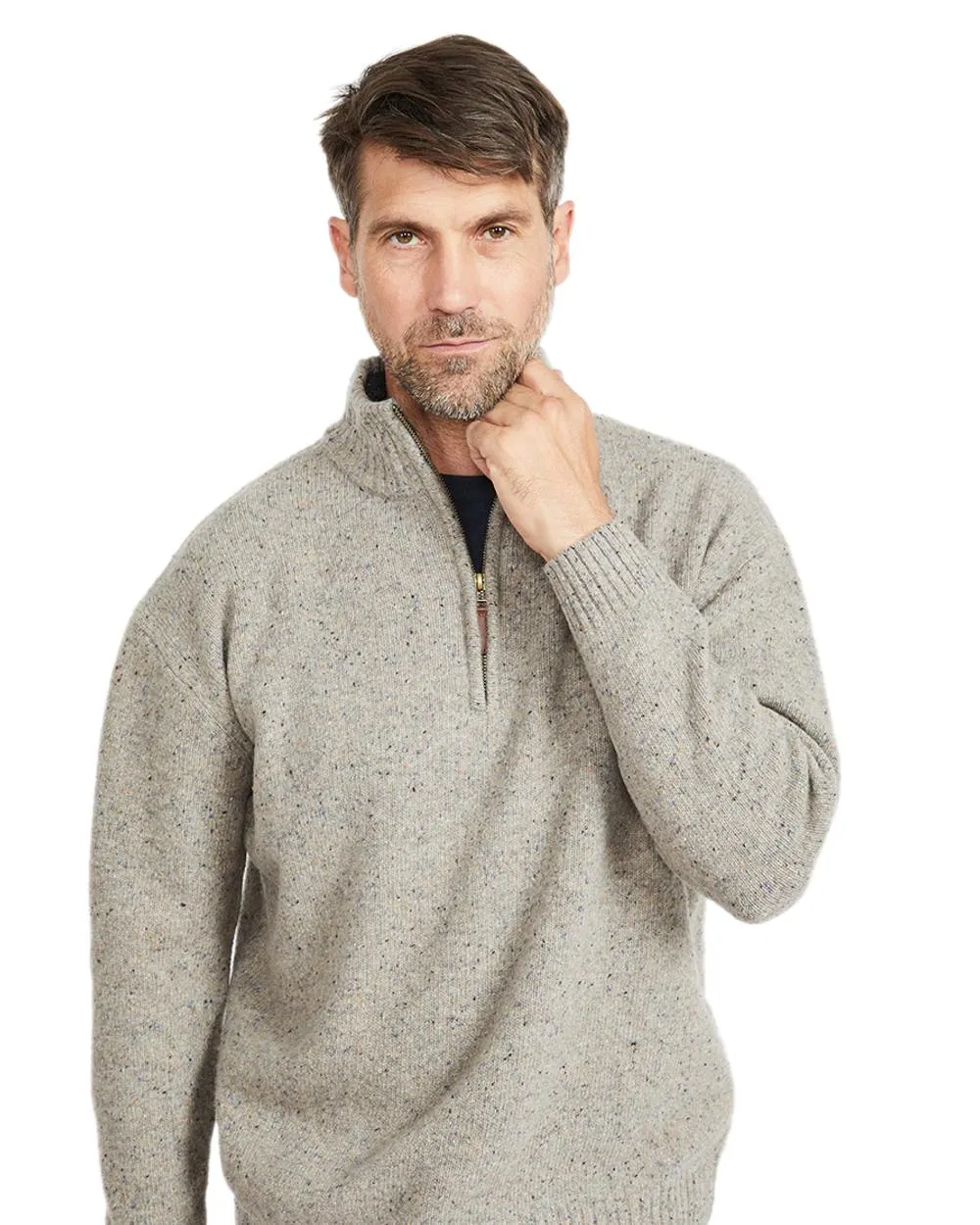 Clothing Aran Woollen Mills Aran Wool Zip Neck Sweater